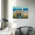 thumbnail image 3 of COMIO Beach Canvas Wall Art Bathroom Ocean Picture Seaside Bike With Fence Canvas Print Seascape Painting Teal Aqua Blue Calm Coastal Artwork Modern Coastal Theme Home Bedroom Decor Hanging, 3 of 4