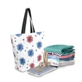thumbnail image 2 of Open Top Canvas Tote Bag with Zipper Reusable Shopping Bag 13.5x15" Roomy Carryall Stars and Stripes Puttern Flower, 2 of 9