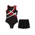 thumbnail image 4 of Kaerm Justaucorps de Gymnastique Sans Manches pour Filles avec Shorts Ballet Danse Rouge&Noir 14, 4 of 5