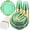 Clear Green and Gold, variant on 175pcs Clear Green Plastic Plates Disposable Dinnerware Set for 25 Guests Includes 10.25" Dinner Plates, 7.5" Dessert Plates, Cutlery, Napkins, Cups Party & St. Patrick's Day Supplies