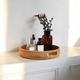 thumbnail image 2 of Rattan Serving Tray, Hand-Woven Ottoman Tray with Handles, Natural Wood Home Decor for Kitchen & Living Room - 30cm Round, 2 of 5