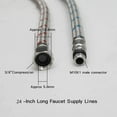 thumbnail image 2 of LAICAIW 24-Inch Long Bathroom Kitchen Faucet Connector Braided Supply Hose 3/8-Inch Stainless Steel Female Compression Thread x M10 Male Connector, x 2 Pcs(1 Pair), 2 of 6