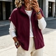 thumbnail image 6 of Kinrui Womens Fuzzy Fleece Vest Oversized Casual Warm Sherpa Jacket Sleeveless Button Down Outerwear with Pockets Solid Color Cap Sleeve Loose Fit Fall Winter Coats Wine XXL, 6 of 7