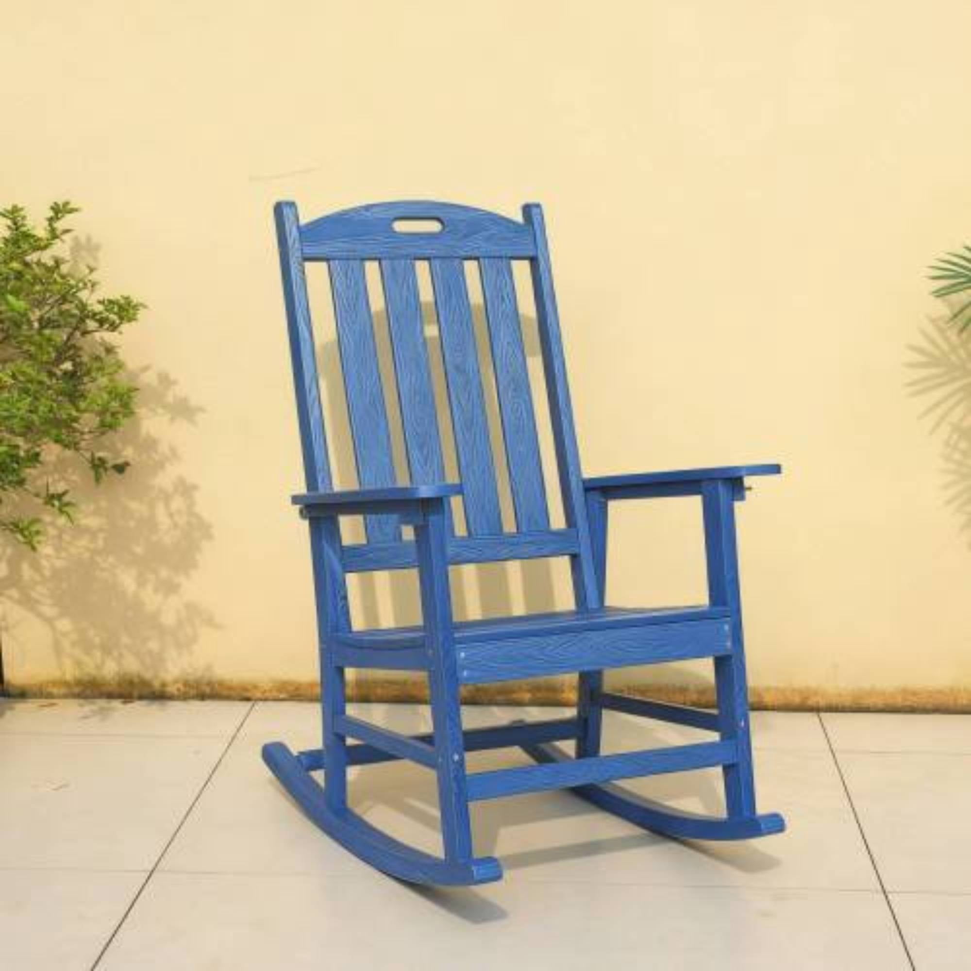 All Season Patio Rocking Chair, Leisure Swing Chair for Outdoor Garden Balcony Relaxation Daily Rest Space, Dark Brown