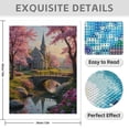 thumbnail image 3 of Diamond Art Kit for Adults, Pink Blossoms Stone Chapel Bridge Diamond Painting for Adults Beginners, 5D DIY Diamond Art Painting Kits, Colorful Diamond Painting Craft for Home Decor 12x16, 3 of 7