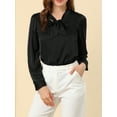 thumbnail image 5 of INSPIRE CHIC Women's Office Tie V Neck Long Sleeve Elegant Blouse Shirt M Black, 5 of 7