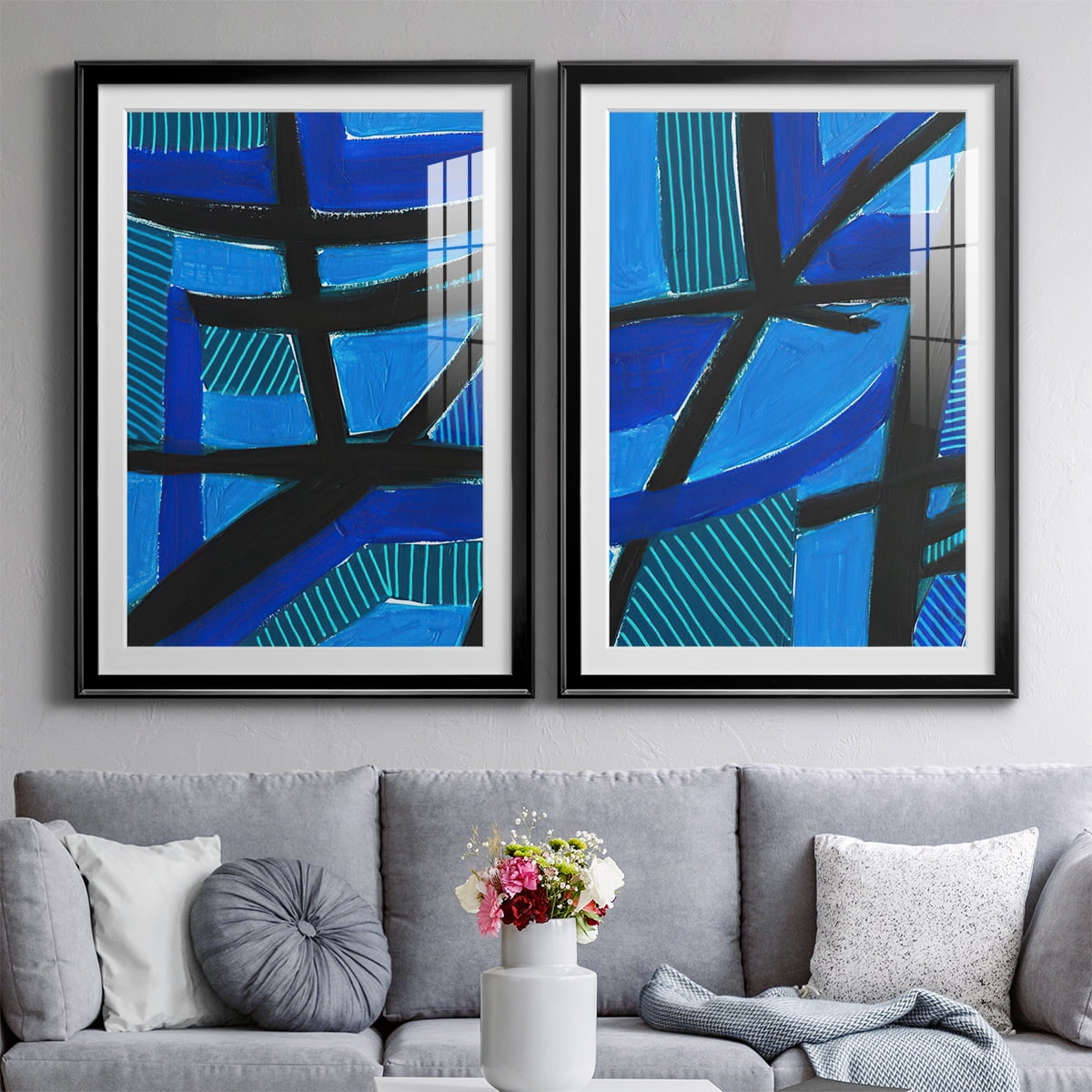 Wexford Home Involved Blues I Premium Framed Print, 26.5" x 36.5" - Ready to Hang, Black (Set of 2)