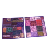 Mogul Patchwork Cushion Covers Vintage Purple Decorative Pillow Cover Home Decor 16X16