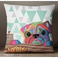 thumbnail image 2 of S4Sassy Pug Dog Print Decorative MultiColour Square Cushion Cover Pillow Case -12 x 12 Inches, 2 of 4