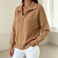 thumbnail image 4 of Womens Full Zip Knit Cardigan, Oversized Long Sleeve Ribbed Hem Knit Outerwear, Everyday Commute Sweater XL, 4 of 5