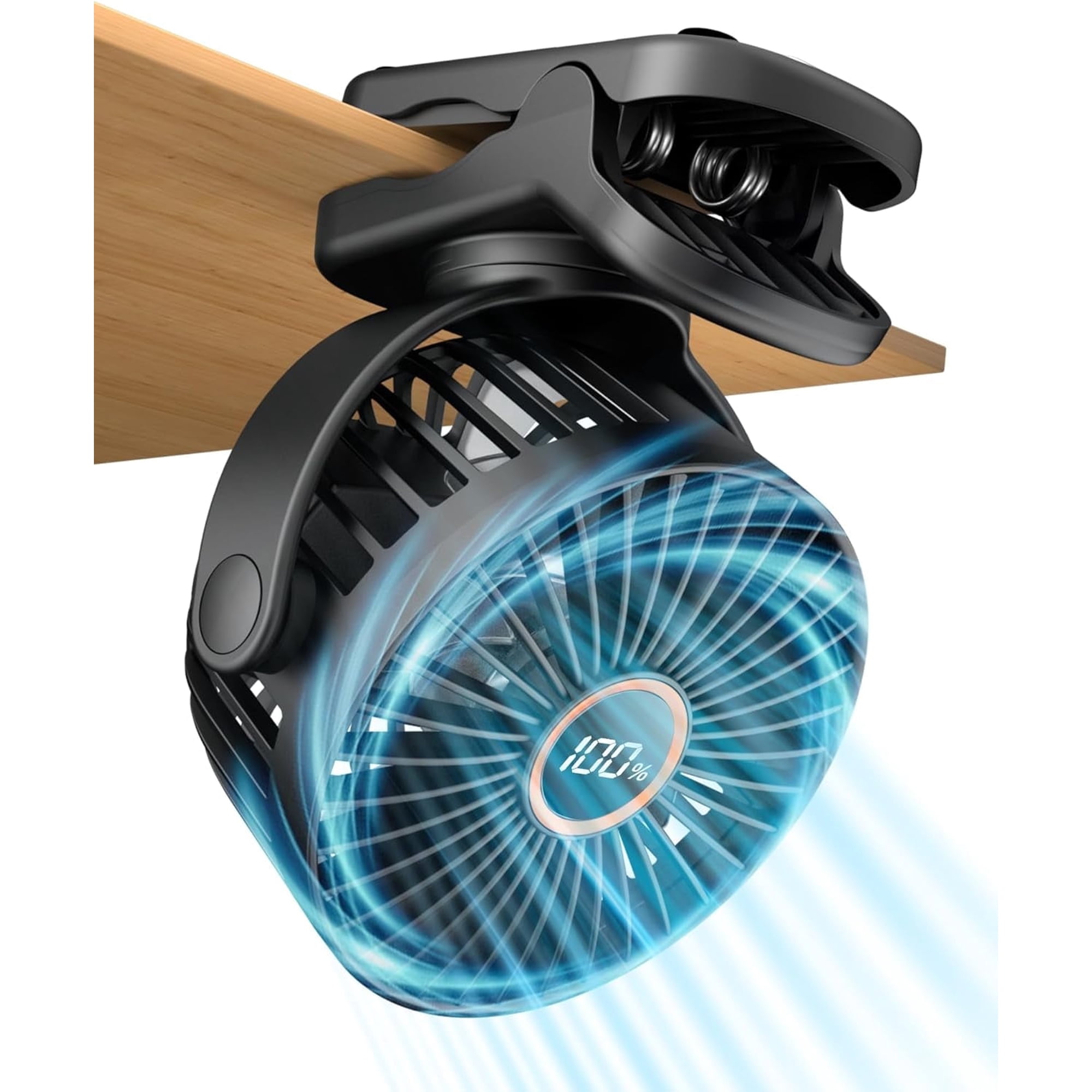 FrSara Portable Clip on Fan Battery Operated,3 Speed Quiet Rechargeable Mini Table Fan, Quiet,high air volume, 360 degree free rotation,Mini Desk Fan, Stroller Fan-Black