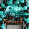 thumbnail image 2 of Mocsicka Halloween Photography Backdrop Full Moon Scary Night Party Background Spooky Halloween Party Decorations, Green, 2 of 8