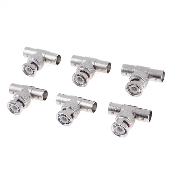 Unique Bargains 6pcs Silver Tone 3 Ways Audio Video  Devices 1 BNC Male to 2 Female Adapter