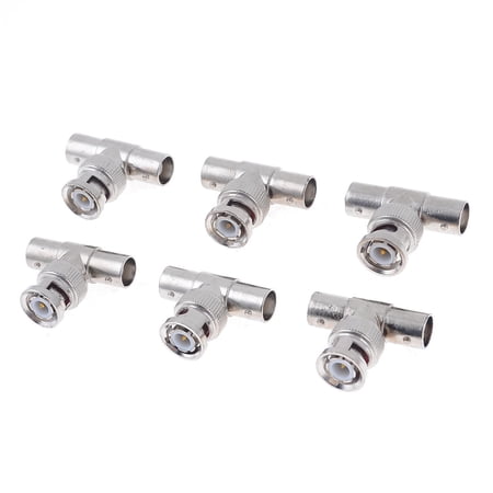 Unique Bargains 6pcs Silver Tone 3 Ways Audio Video Devices 1 BNC Male to 2 Female Adapter price history on PriceWatchPro