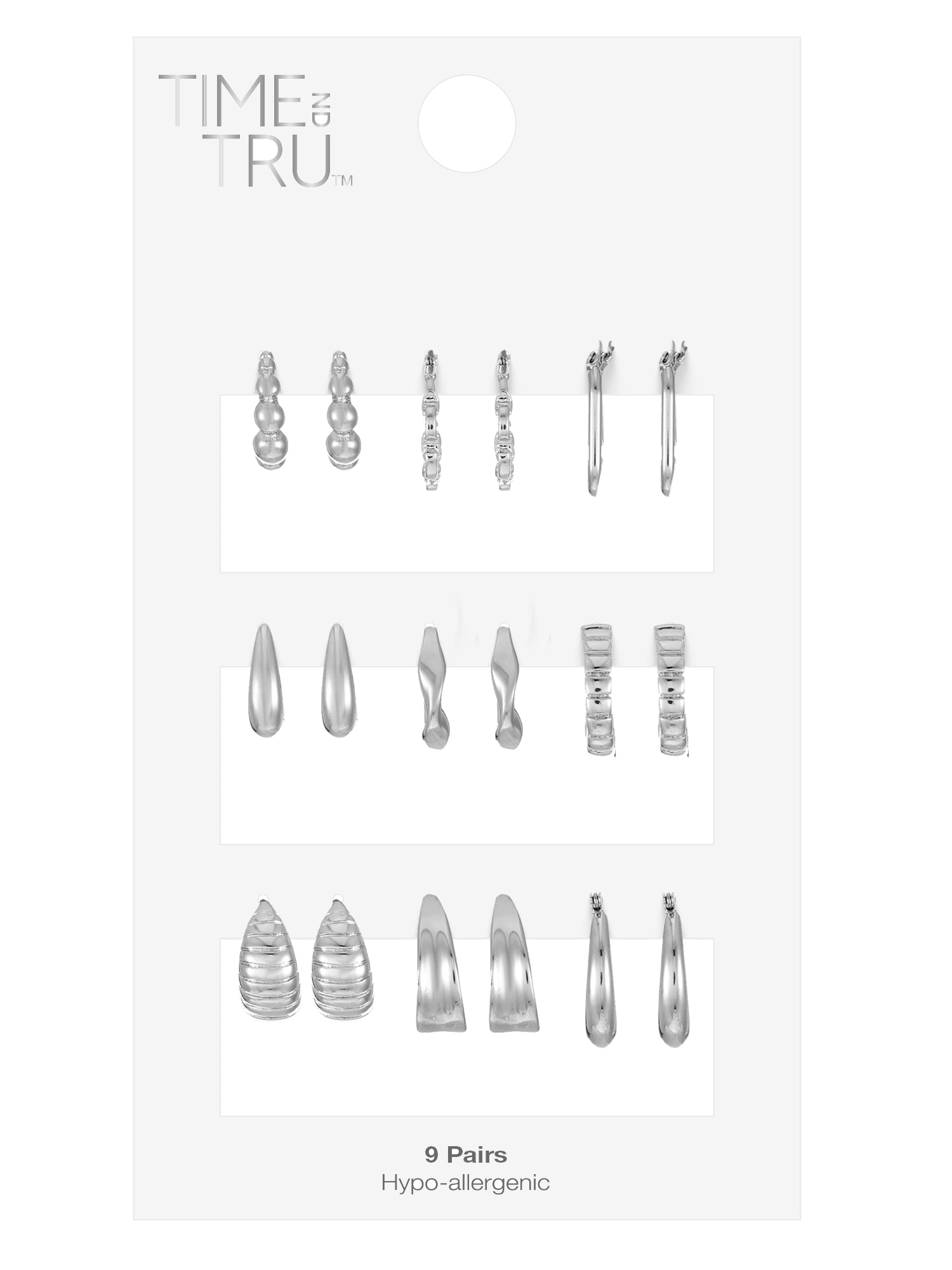 Time and Tru Essential Silver Hoop Set