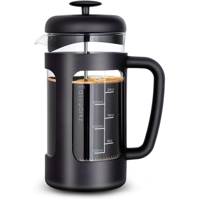 Easyworkz Cafetière à Piston 34 oz avec Verre Borosilicate, Poignée Douce