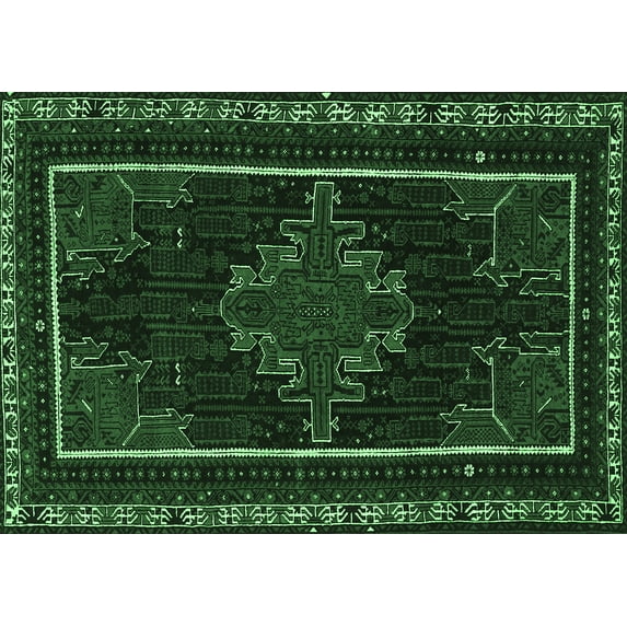 Ahgly Company Indoor Rectangle Persian Emerald Green Traditional Area Rugs, 3' x 5'