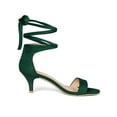 thumbnail image 3 of BLISSFUL STEP Chaussures pour Femmes en Faux Suède à Lacets à Bout Ouvert à Talon Kitten avec Semelle Intérieure Coussinée Sandales Vert 8,5, 3 of 8