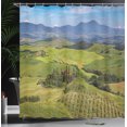 thumbnail image 3 of Ambesonne Olive Green Shower Curtain, Trees Farm Clouds Print, 69"Wx84"L, Dark Khaki and Pale Blue, 3 of 4