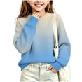 thumbnail image 6 of Gradient Knit Sweater for Girls Boys Crew Neck Long Sleeve Fall Winter Casual Pullover,5-16Years, 6 of 7
