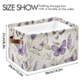 thumbnail image 4 of WOBOGO Purple Lavender and Butterfly Square Storage Basket with Waterproof Canvas and PE Lining Durable PU Leather Handles 14.2×10.2×8.3in, 4 of 9