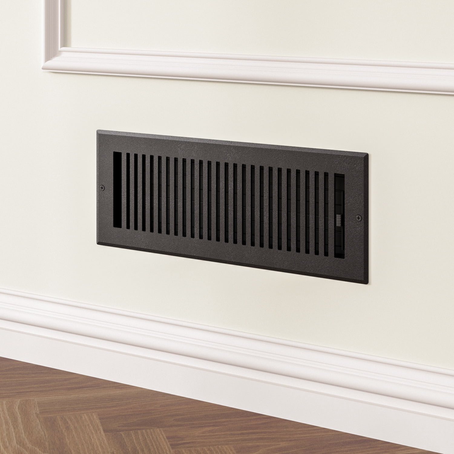 Naiture Stainless Steel Wall Register, Heavy Duty Rust-Resistant Wall Vent Cover, Metal Damper or Lever, Modern Style Grille Wall Vent, Duct Size 4" X 12", Black Finish