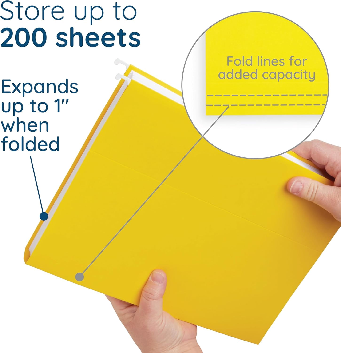 Hanging File Folders, 25 Reinforced Hang Folders, Designed for Home and Office Color Coded File Organization, Letter Size, Yellow, 25 Pack