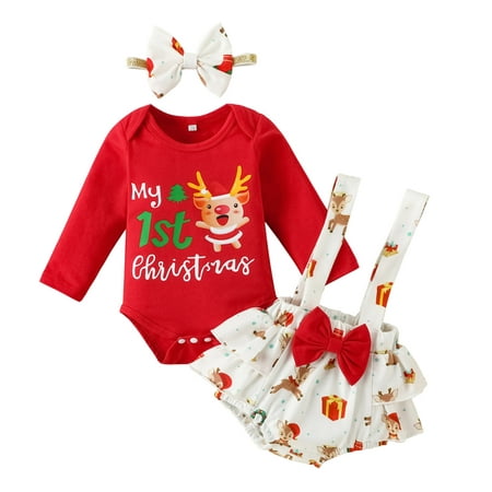 

NECHOLOGY Christmas Baby Clothes Girls Long Sleeve Letter Christmas Cartoon Deer Prints Romper School Shirts for Teen Girls Childrenscostume Red 9-12 Months