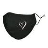 DALIX Womens Embroidered Hand Drawn Heart Cloth Face Masks Reuseable Washable in Black Made in USA