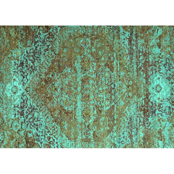 Ahgly Company Indoor Rectangle Persian Turquoise Blue Traditional Area Rugs, 4' x 6'