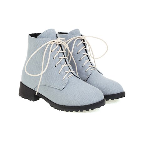 

Zunfeo Women Winter Boots- Gift Solid Vintage Lace-up Boots Chukka Boots Christmas Gifts Clearance Light blue 9.5