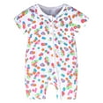 thumbnail image 1 of MIASHUI Summer Baby Short Sleeve Bodysuit Print Double Zipper Crawl Suit,White,3-6 Months, 1 of 3