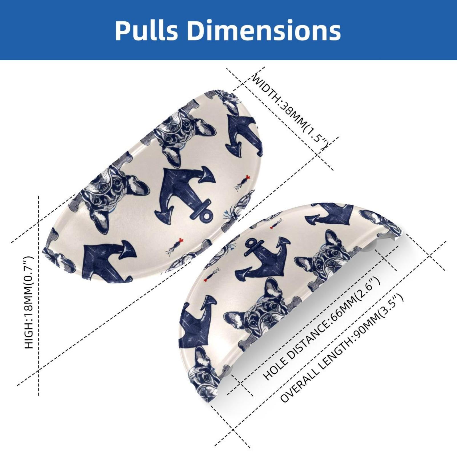 PhooArto 6 Pcs Cup Drawer Pulls, Anchor French Bulldog Pattern Shell Shape Handles Cabinet Knobs for Dresser Cupboard Closet Wardrobe with Screws