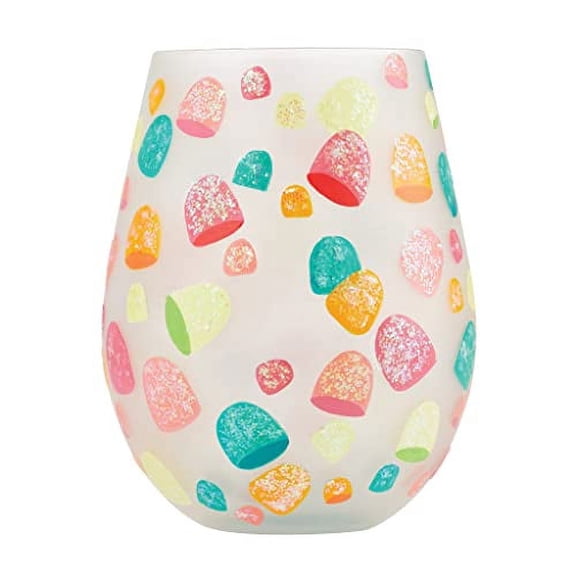 Lolita Glassware 5.00In Goody Gumdrops Stemless Wine, Glass, Lolita Hand Painted 6011256