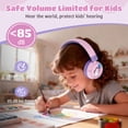 thumbnail image 3 of Unicorn Kids Bluetooth Headphones for Girls, Toddler Headphones for School, 85/95dB Safe Volume, 50H Playtime, Bluetooth 6.0, Built in Mic, 3 of 10