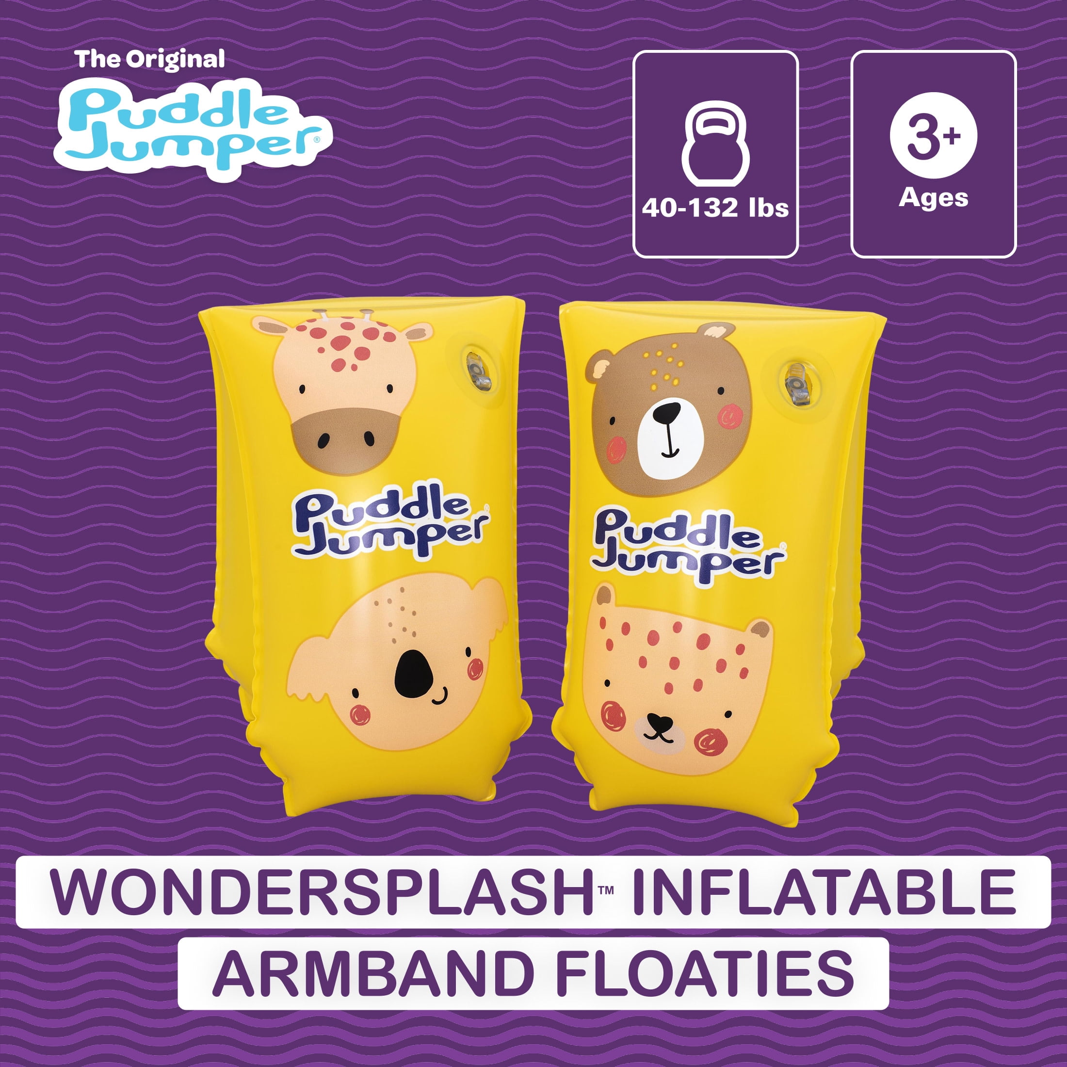 Puddle Jumper WonderSplash Inflatable Armband Swim Training Floaties, 40-132lbs (18-60kg) Weight Capacity