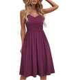 thumbnail image 2 of YODETEY Summer Dresses Women Summer Seaside Sling Sleeveless V-Neck Solid Color Casual Dress, 2 of 7