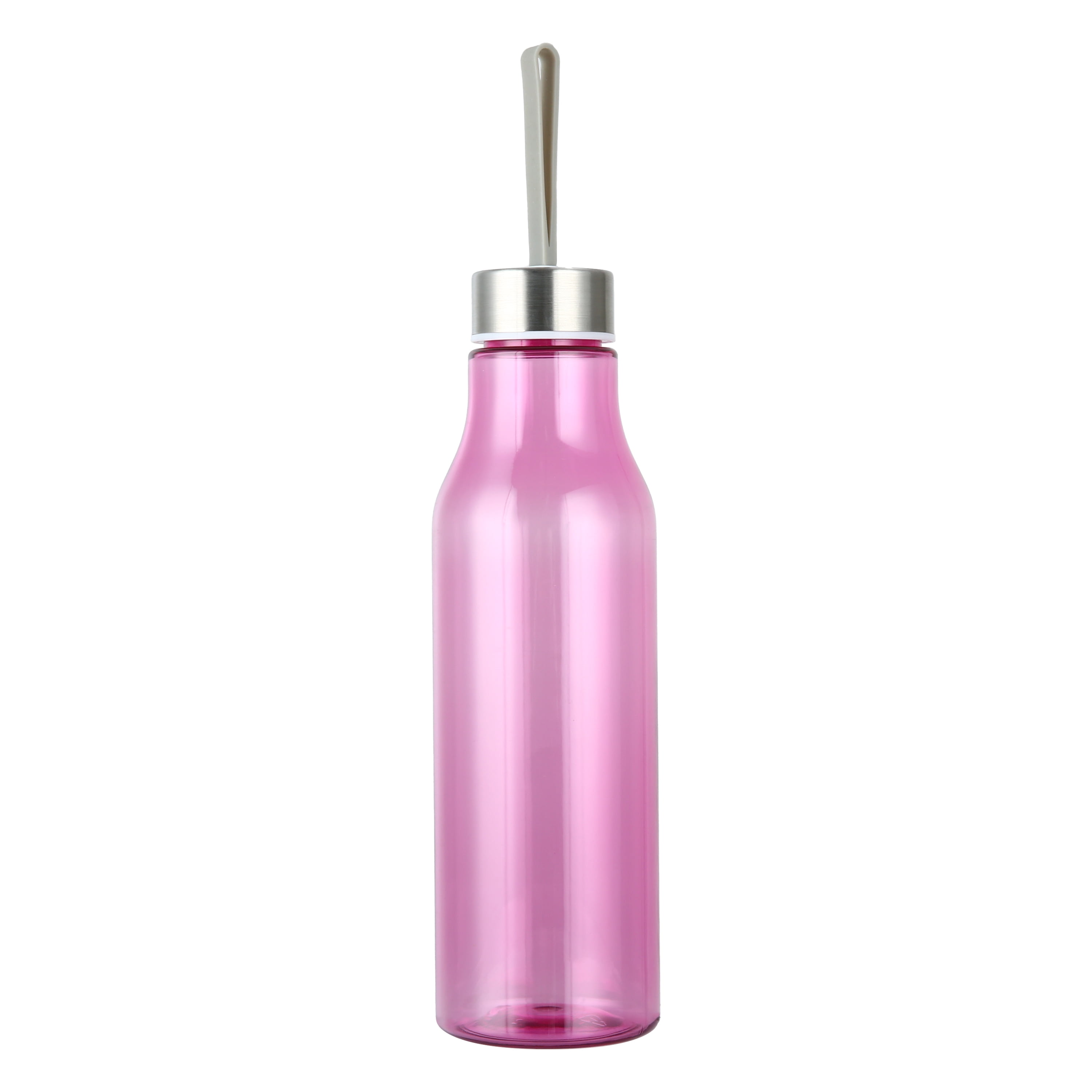Mainstays 20oz Plastic Water Bottle with Stainless Steel Screw on Lid Purple