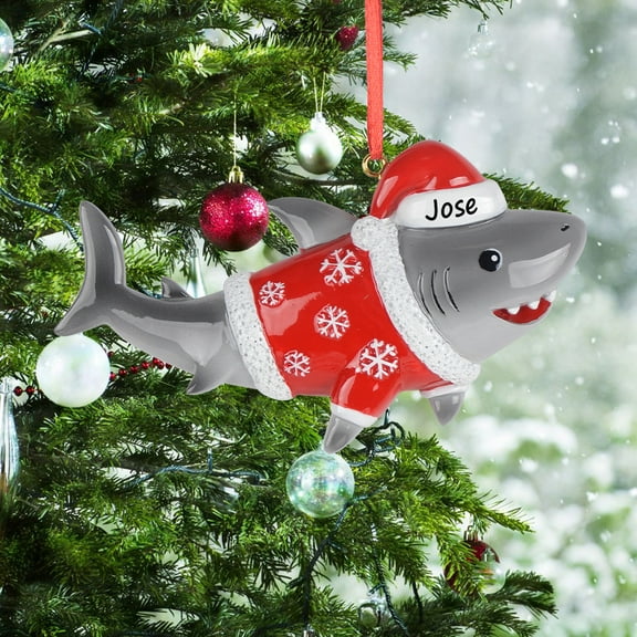 Personalized Shark Christmas Ornament Custom Ocean Themed Holiday Décor