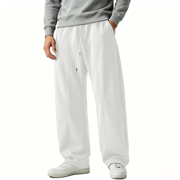 Luvrsol Sweatpants for Men Drawstring Elastic Waist Loose Wide Leg Pants with Pockets Joggers S-3XL