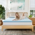 thumbnail image 2 of EGOHOME 3 Inch Twin Memory Foam Mattress Topper, Cooling Gel Infused & Pressure Relieving Pad in a box, Dorm Room Essentials, CertiPUR Certified, Blue, 2 of 9
