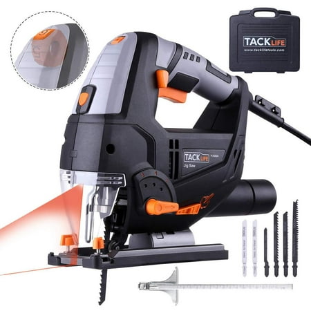 

Tacklife 6.7 Amp 3000 SPM Jigsaw tool with Laser & LED 6 Variable Speed Carrying Case 6 Blades 45°Bevel Cutting & Tool-free Blade Changing and 10 Feet Cord - PJS02A