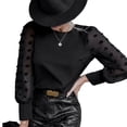 thumbnail image 3 of Guardurnaity Camisa de cuello para mujer, Tops de estilo informal de Color sólido para acampar, ropa de ceremonia para banquete de boda, ropa Prendas para la parte del cuerpo Negro S, 3 of 6