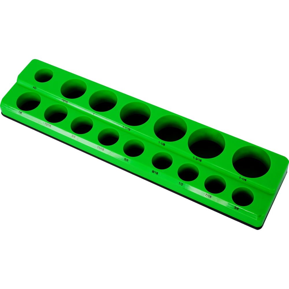 3 Piece Magnetic Socket Organizer Set, 1/2", 1/4" and 3/8" Socket Holder Kit, Attaches to Steel Box / Tool