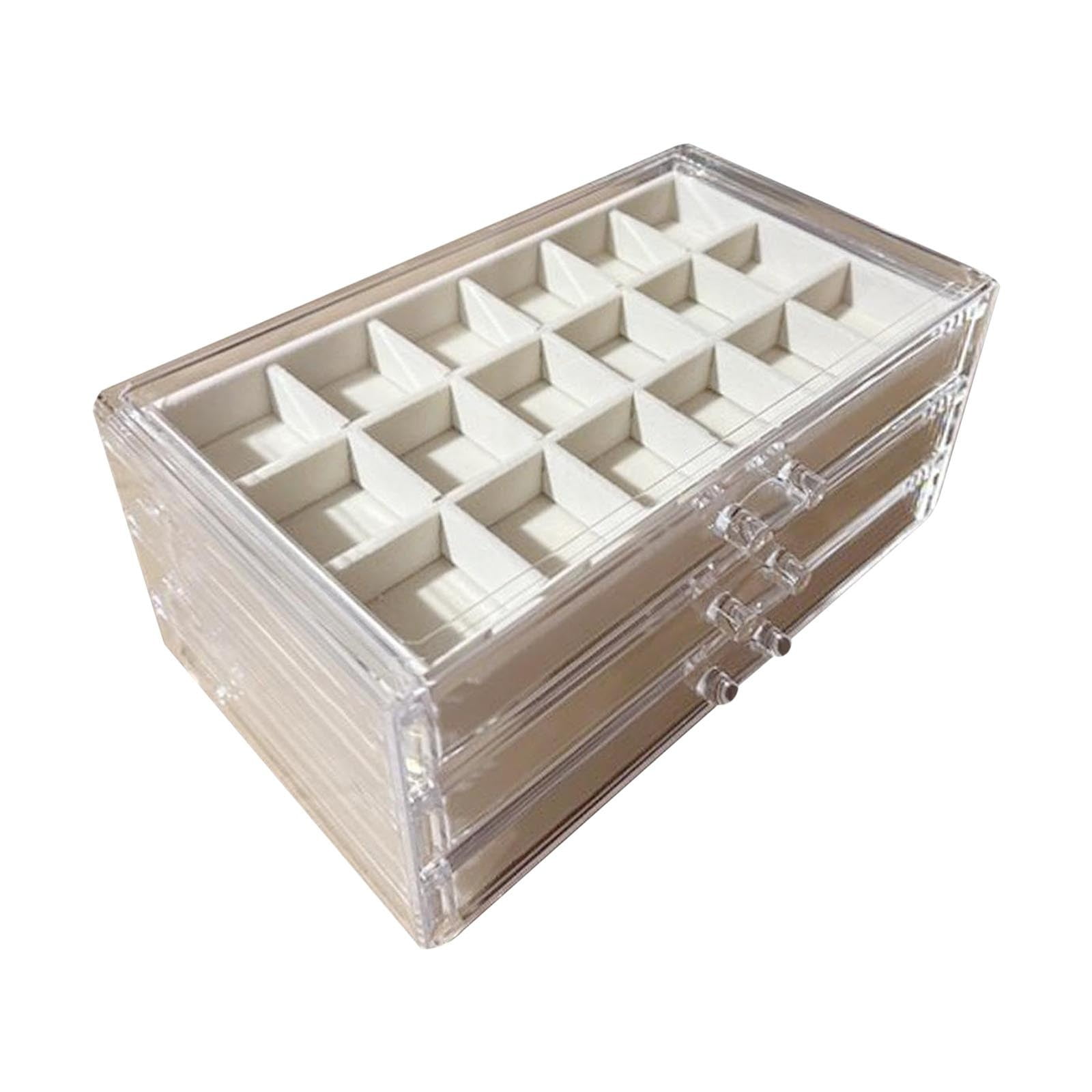 3-Layer Jewelry Storage Box With Drawers,Flannel Lined Jewelry Organizer Case,Earrings Rings Necklace Bracelet Compartment Holder,Portable Vanity Jewelry Display Box Multi Section Storage Organizer
