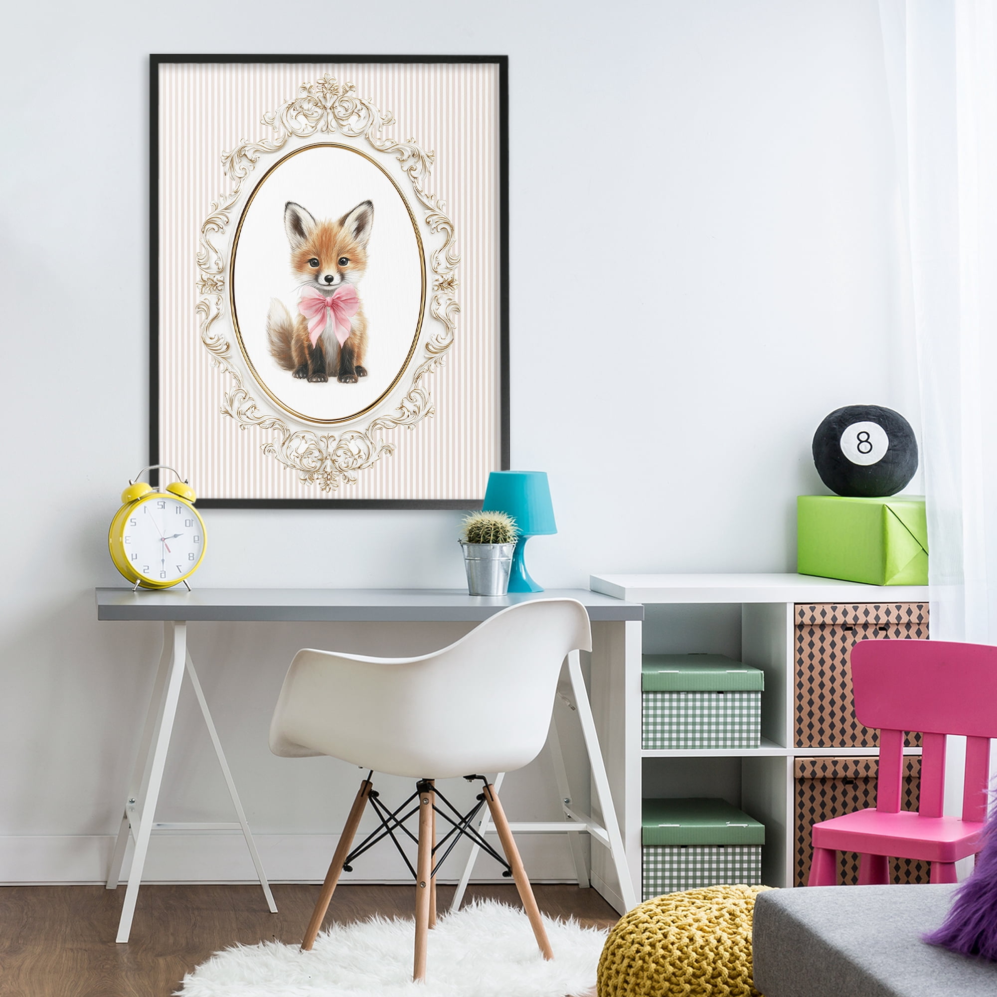 Stupell Industries Vintage Baby Fox Black Framed Giclee Art, design by Christine Simpson Art
