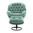 thumbnail image 5 of Velvet Swivel Accent Chair with Ottoman Set, Modern Upholstered Lounge Chair Lazy Sofa with Footrest, Comfy Armchair with Metal Base Frame for Living Room Bedroom Home Office, Teal, 5 of 9