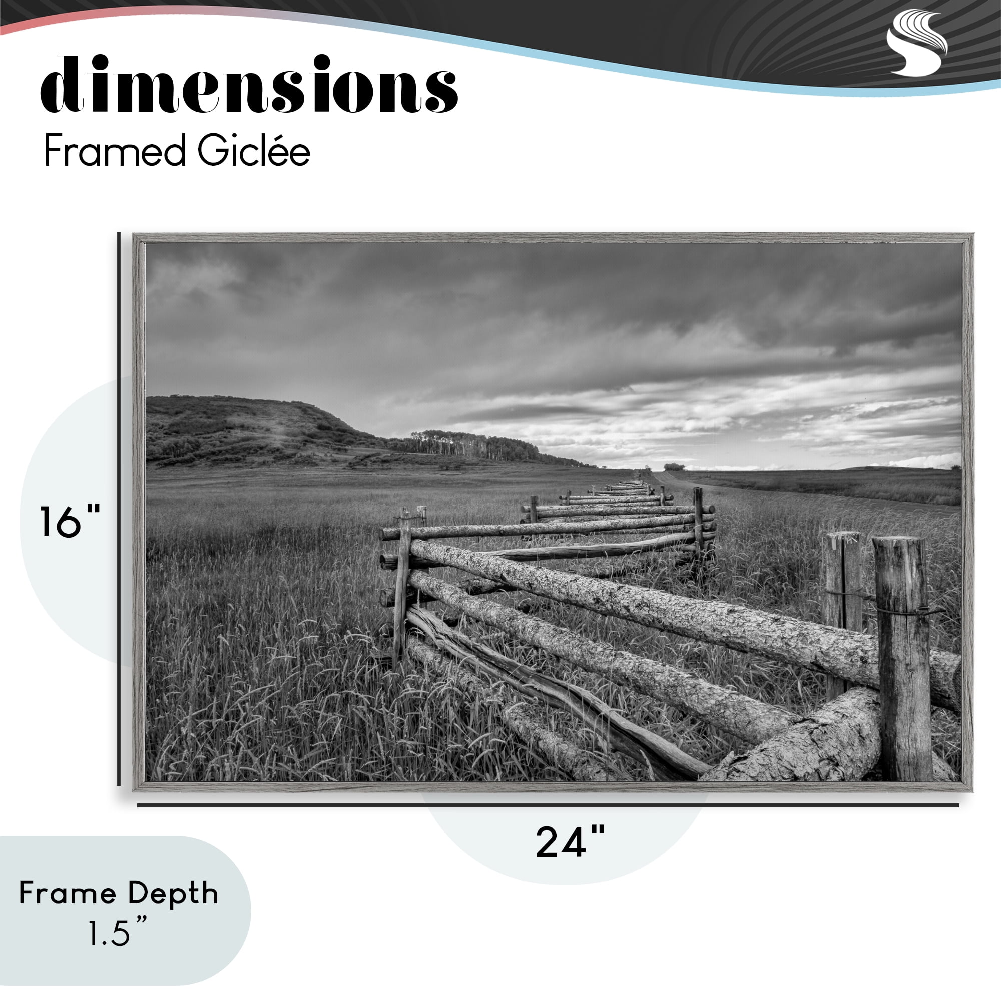 Stupell Industries Weathered Fence to Distant Horizon Gray Framed Giclee Art, design by Jon Evan