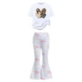 thumbnail image 4 of shoper Toddler Outfits for Girls 4t Heart Print Short Sleeve T-Shirt and Elastic Waist Pants Set Crew Neck Trendy Valentines Day Weekend Set Preppy Clothes, 4 of 5