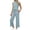 01 Light Blue, variant on Women's Summer 2 Piece Sets Dressy Mock Neck Tank Top with Straight Leg Pants Business Casual Outfits with Pockets